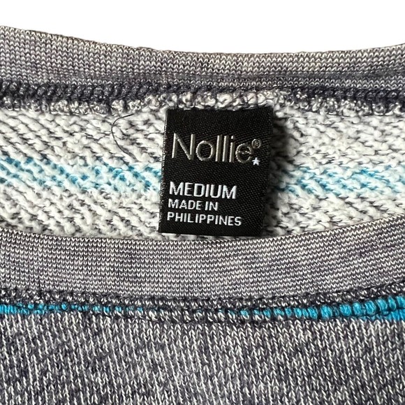 Pacsun Nollie M Blue Gray Striped Pullover Sweatshirt Sweater Women's Medium Y2K - Picture 3 of 9